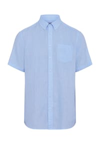 GALERIA - Leinenfreizeithemd, Kurzarm, Button-Down-Kragen, für Herren - 5 LT BLUE/WHT