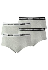 PUMA® - Damen Mini Shorts - Iconic, Soft Cotton Modal Stretch, 4er Pack - Grau