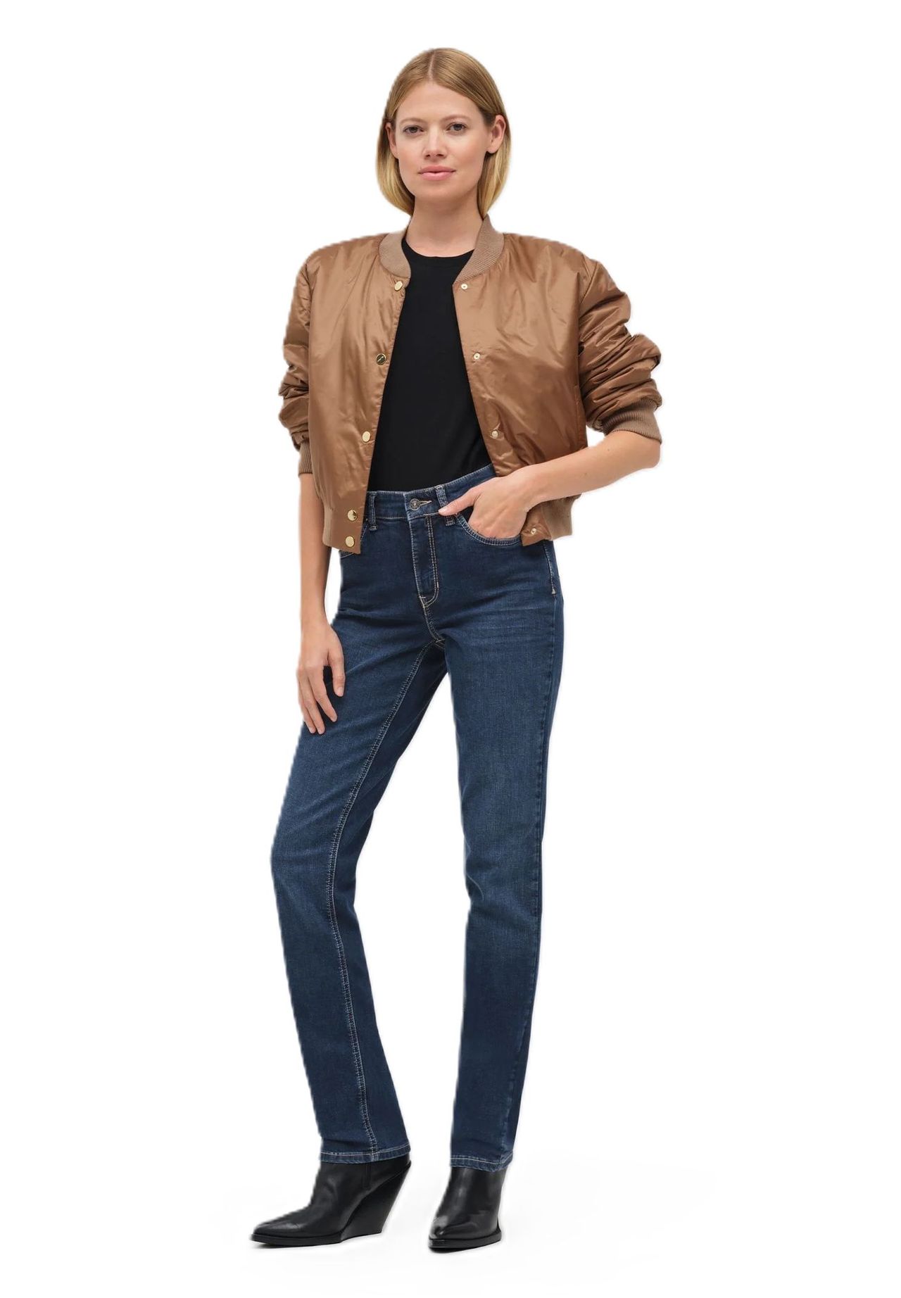 MAC Melanie Jeans, Straight Fit, GüRtelschlaufe, FüR Damen, Blau, 38/L32