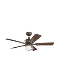 Licht-Erlebnisse - Deckenventilator, braun, Holzoptik, integrierte Beleuchtung, rustikaler Stil - Walnuss