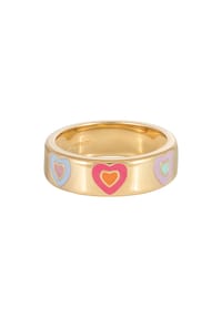caї - Ring 925 Sterling Silber vergoldet Email Herzen 925/- Sterling Silber ohne Stein - gelb
