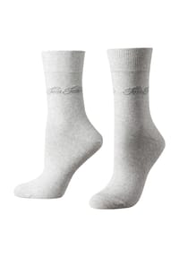 TOM TAILOR - Socken, 3er-Pack, Logo-Schriftzug, für Damen - 285 SUMMER GREY