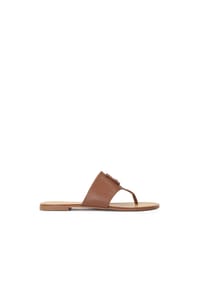 Kazar - Flip-Flops aus Leder mit Monogramm - Braun