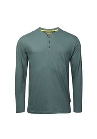 HERO BY JOHN MEDOOX® - HANO WORKWEAR Herren Longsleeve Henley-Shirt - blue stripe