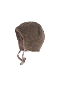 maximo® - GOTS BABY-Mütze, Wollfleece  Jerseyfutter, Bindeband - beigemeliert