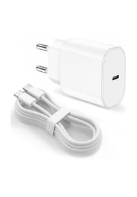 MANIKE - 20W USB-C Schnellladegerät & geflochtenes USB-C zu USB-C Ladekabel - Weiß