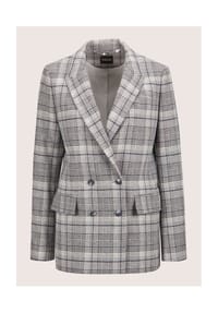 MADELEINE - Langer Karo-Blazer - bleigrau / steingrau / kariert