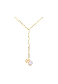 Luluandjane - Damen Kette aus Edelstahl in Gelbgold mit Preciosa und Süßwasser-Zuchtperle - gelbgold