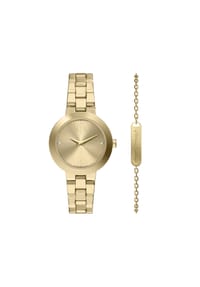 ARMANI EXCHANGE N/A - Armani Exchange Damenuhr aus goldfarbenem Edelstahl mit zwei Zeigern, AX7177SET - Gold