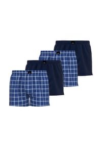 GÖTZBURG - Herren Boxershorts 4er Pack - Poplin, Pure Cotton, Unterwäsche Set - Blau/Weiß