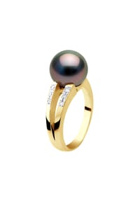 Pearls & Colors - Ring, Gelbgold mit Diamanten und  Tahiti-Perle - Gelbgold/Tahiti Color
