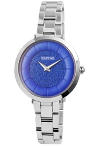 RAPTOR Raptor - Damen Quarz Armbanduhr Phyllis mit Edelstahlgliederarmband - 3 ATM - Mineralglas - blau-silber