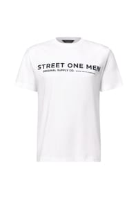 STREET ONE MEN - T-Shirt, Baumwolle, für Herren - 25936 BRIGHT WHITE