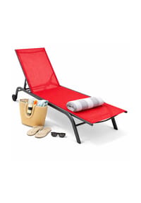 VCM. Sonnenliege rollbar | Maße ca. L. 192 x H. 32 x B. 58 cm | Liegestuhl mit verstellbarer Rückenlehne | Strandliege - Sonlas 192x58 - VCM Sonlas - Blau