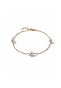 DI PERLE® DI PERLE Schmuckkollektion - Süßwasser Zuchtperlen Armschmuck Armband aus 925er Silber vergoldet, 17 cm + 2 cm - weiß