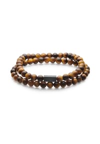 TRUE REBELS - Herren Set (Armbänder 2er) aus Edelstahl in retro Tigerauge - retro