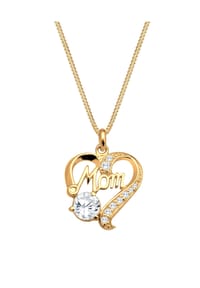 elli. - Halskette Herz Mom Schriftzug Zirkonia 925 Silber - Gold