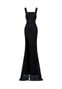 MODA MINX - Abendkleid Freya Long Slit Dress mit wunderschönem Rückenausschnitt - black