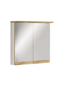 VCM. - Badspiegelschrank mit Beleuchtung und Steckdose – Spiegelschrank Bad mit 2 Türen und 2 Fächern – Badezimmerschrank hängend – H. 59 x B. 60 x T. 23 cm, Cosila - Anthrazit / Honig-Eiche