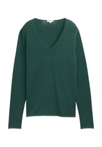 TOM TAILOR - Strickpullover, V-Ausschnitt, für Damen - BERRY RED