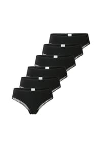SCHIESSER - Damen Strings, 6er Pack - 6Pack Cheeky String, Stretch Cotton, uni - Schwarz