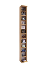 VCM. - Holzregal stehend | platzsparender CD Schrank für 204 CDs oder 72 DVDs | Maße: H. 180 x B. 21 x T. 20 cm | Elegantes DVD Regal stehend | Blu-Ray Regal | CD Regal - Bigol - Anthrazit / Honig-Eiche