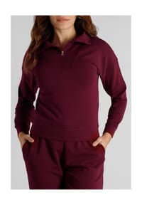 TOM TAILOR - Schlafanzug-Oberteil, Troyer, für Damen - 420 ROT-MITTEL-UNI