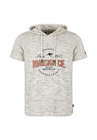 ROADSIGN® australia - Herren Sweatpullover Heritage melierter Kurzarm-Hoodie mit Frontprint, sportiver Streetstyle - perfekt für Sommer- & entspannte Freizeitlooks - beige