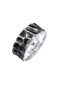 KUZZOÍ - Ring Herren Bandring Geschmiedet Used Look 925 Silber - Gold
