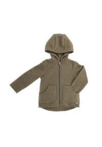 maximo® - GOTS MINI-Jacke, Wollfleece Kapuze, Reißverschluss, Jerseyfutter - braunmeliert