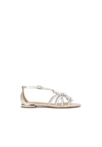 Kazar - Silberne flache Sandalen mit geflochtenen Riemen - Silber