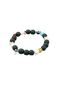 KUZZOÍ - Armband Evil Eye Bead Glas Harz Perlen 925 Sterling Silber - Silber