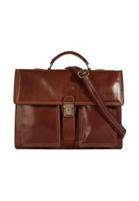 piké - Aktentasche Echt Leder, Made In Italy - braun