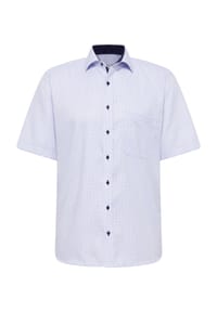 ETERNA - strukturiertes Baumwoll-Kurzarmhemd COMFORT FIT - hellblau