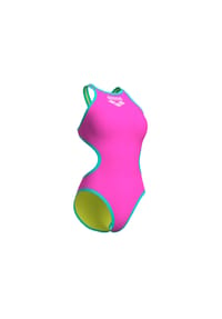 arena - Badeanzug One Biglogo, breite Träger, für Damen - 691 DARK SAGE-PINK