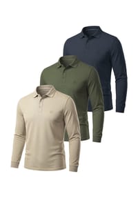 normani® - 3er Set Herren Langarm Poloshirt Lyroe - Anthrazit