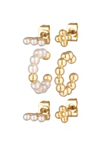 elli. - Ohrringe 4Er-Set Ohrstecker Earcuff Glasperlen Farbe Gold - Gold