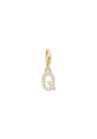 Thomas Sabo - Thomas Sabo Charm-Anhänger Buchstabe Q mit weißen Steinen vergoldet 750 Gelbgold Vergoldung, 925 Sterlingsilber - gelbgoldfarben