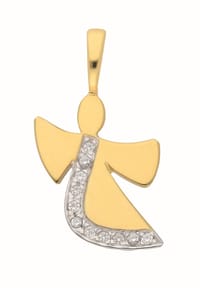 Adelia's - Adelia's Damen Engelanhänger 585 Gold ( 14K ) mit Zirkonia – Goldanhänger Engel - silber