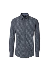 CASAMODA - Herren Freizeithemd Langarm Print Casual Fit - Dunkelblau
