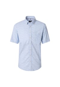 CASAMODA - Herren Leinenhemd Kurzarm Print Casual Fit - Hellblau