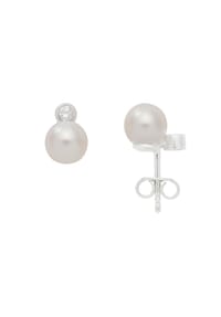 Adelia's - Damen Gold Schmuck 585 Weißgold Ohrringe  Ohrstecker mit Süßwasser Zuchtperle - silber