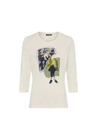 olsen - Shirt mit Placement-Print - Almond Beige Melange