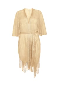 MANGUUN - Poncho, Bindegürtel, Fransen, für Damen - GOLD ORIGINAL