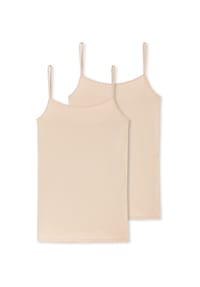 SCHIESSER - Damen Spaghettitop, 2er Pack - Single Jersey, Serie 95/5, uni - Beige (Sand)