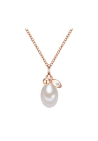 VALERO PEARLS - Damen Kette aus 925/- Sterling Silber in Roségold mit Zirkonia und Süßwasser-Zuchtperle - roségold