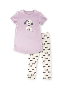 sigikid® - Pyjama, kurzarm Kinder Schlafanzug ,  für Kinder - flieder/weiß