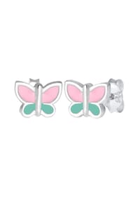 elli. - Ohrringe Kinder Schmetterling Pastel Emaille 925 Silber - Silber