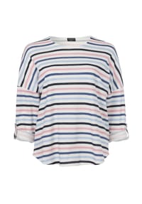 VIA APPIA -DUE- - Pullover Modisches Langarmshirt mit überschnittenen Schultern im Streifen-Design - indigo multicolor