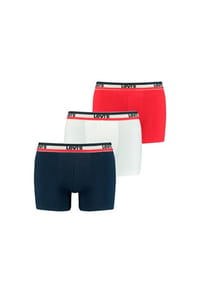 Levi's® - Herren Boxer-Shorts, 3er Pack - Sportswear Logo Boxer Brief, Cotton Stretch - Weiß/Blau/Rot